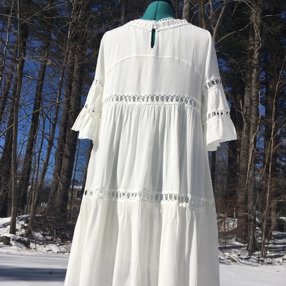 🌸Boho Crochet Lace Trim Babydoll Dress - Picture 5 of 8